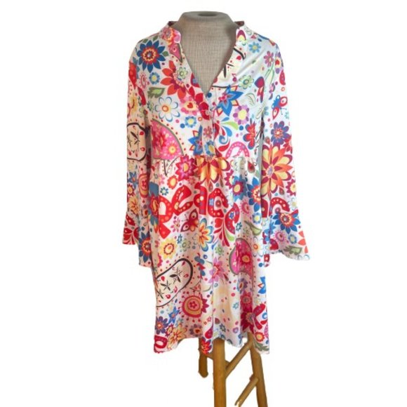Unbranded Tops - Retro Flower Power Mini Dress Colorful L Large